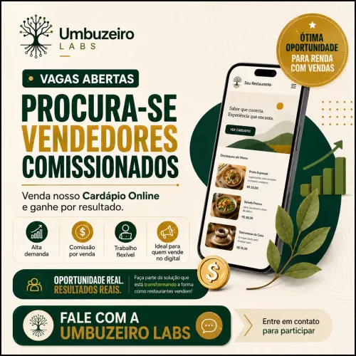 Vendedores Comissionados para Cardápio On-line
