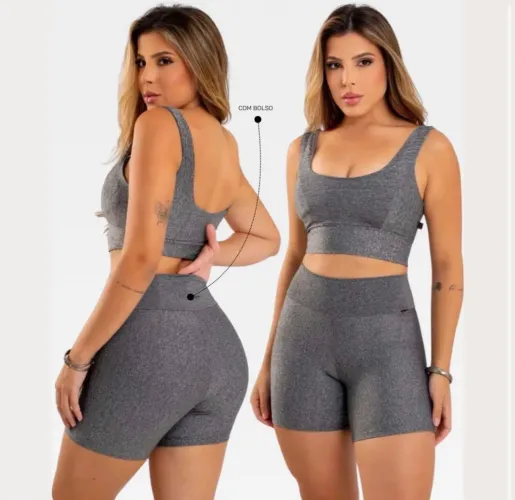 Conjunto short e top cor fúcsia (m) ou preto (g)