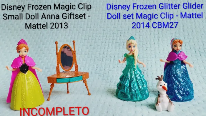 Bonecas Frozen Anna e Elza Magic Clip