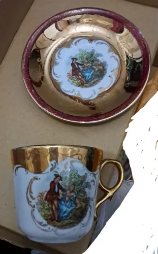 Duo Antigo Xícara E Pires Porcelana Steatita Paraná Anos 50