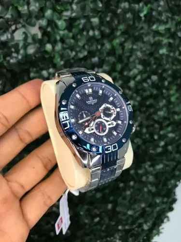Relógio Masculino de Luxo Naviforce, Todo em Aço inoxidável, Aprova d'água, Botões Funci