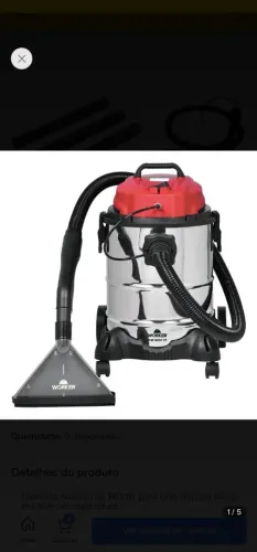Aspirador Extratora Worker 25L 1400W Inox Para Limpeza Profissional