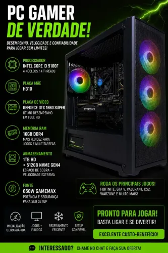 PC Gamer GTX 1660 Super 6GB | 16GB RAM | NVMe 512GB + HD 1TB | TROCO POR PS5 SLIM