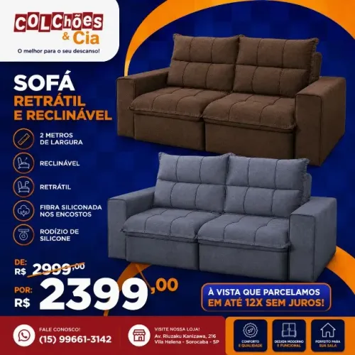 SOFÁ RETRÁTIL E INCLINÁVEL