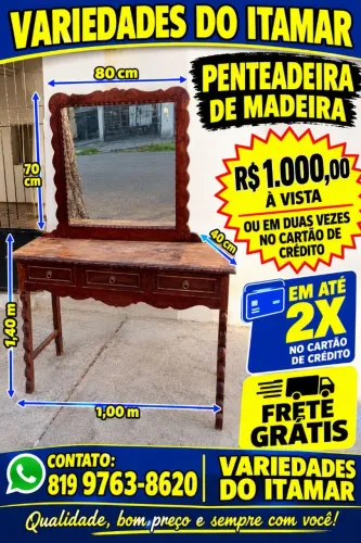 Penteadeira de madeira em perfeito estado por apenas r$ 1000 à vista ou em duas vezes