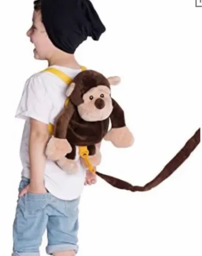 Mochila Guia Infantil Macaquinho Pelúcia - Segurança e Passeio