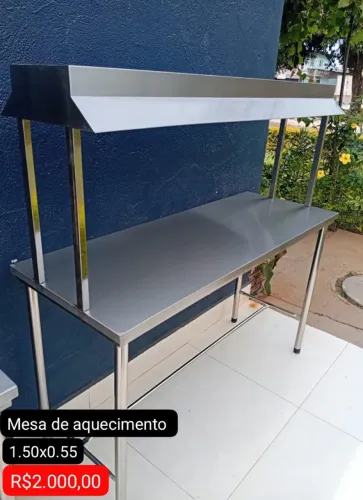 Mesa de aquecimento em aço inox 1.50x0.55 Metros