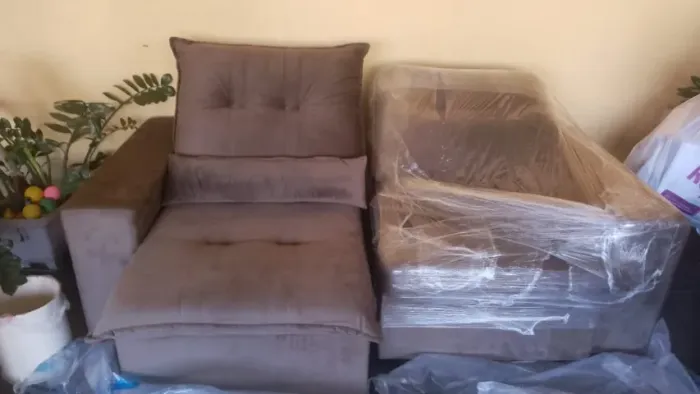 sofá retrátil de veludo Largura do sofá 2,10 x 1,42