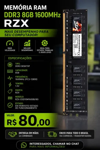MEMÓRIA RAM 8GB RZX