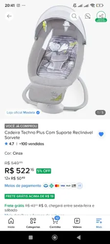 Cadeira de descanso mustela, semi nova