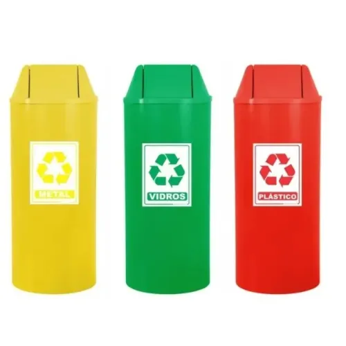 Cesto De Lixo Coleta Seletiva 22l 2 Lixeiras Basculante