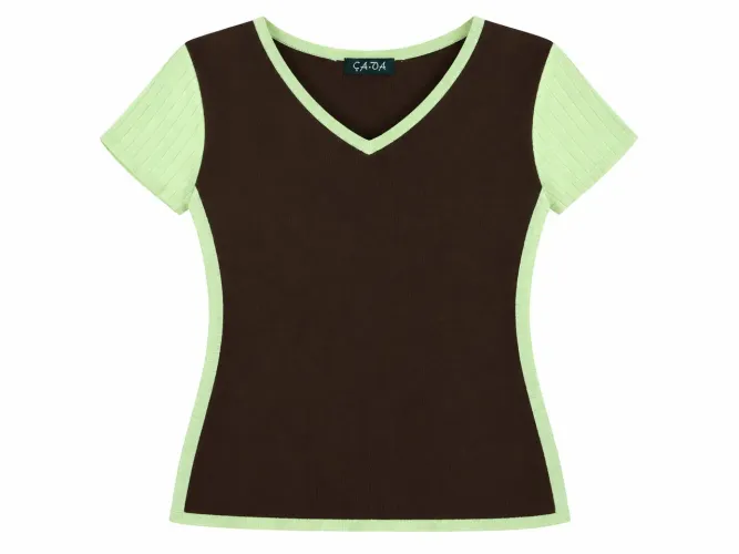 Blusa Marrom com Detalhes Beje