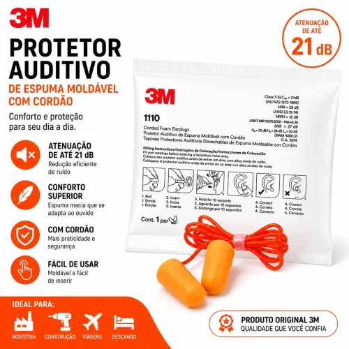 Kit EPI 136 Unidades | 3M | Protetor Auricular + Luvas + Óculos