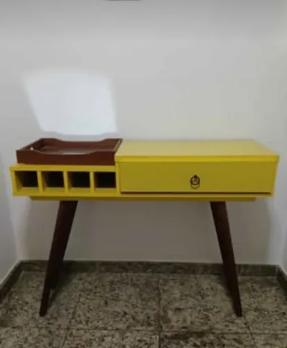 Aparador bar amarelo retro 