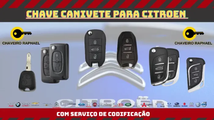 Chave Citroen Chave Peugeot Presença Canivete Simples Completa com Serviço de Codificação