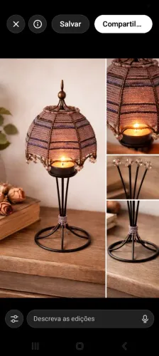 Luminária antiga/ porta vela artesanal 