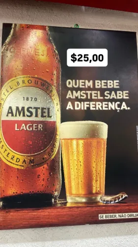 Quadro decorativo Amstel grande para bar/área gourmet