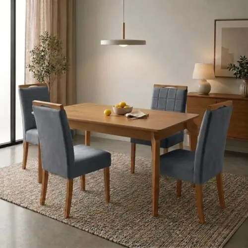 Mesa de Jantar Laminada Mel com 4 Cadeiras tt65
