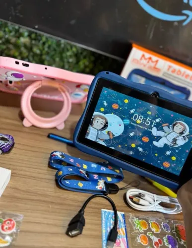 Tablet infantil azul mini man 128 gigas - Produto Novo e Com Garantia!