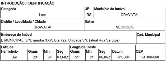 Oportunidade Única em GRAVATAI - RS | Tipo: Terreno | Negociação: Venda Online | Situação: