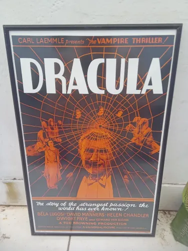 Quadro poster Drácula Bela Lugosi clássico filme terror moldura metal acrílico<br>