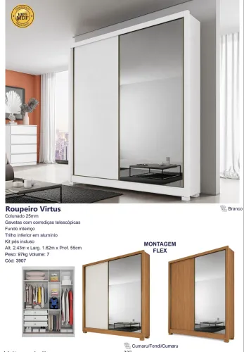 Guarda Roupa Virtus 100% MDF 