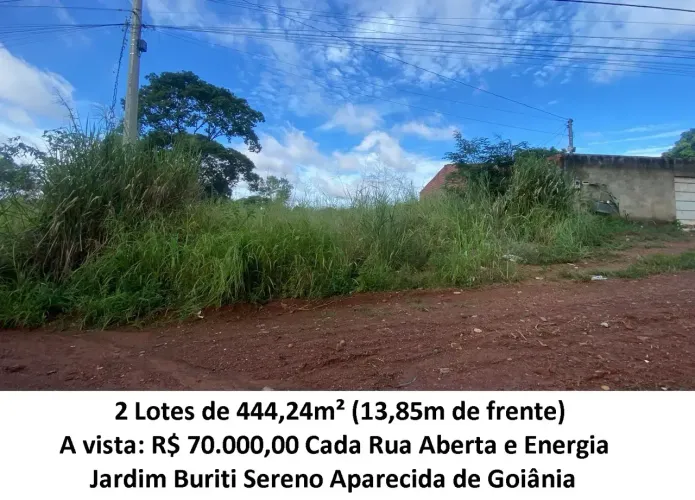 Leia a descrição: 2 Lotes de 444,24m² (Rua Aberta e Energia) Jardim Buriti Sereno