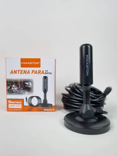 Antena Digital Portátil HDTV Hmaston 5 Metros 4.0dBi Base Magnética Imã - Pronta Entrega