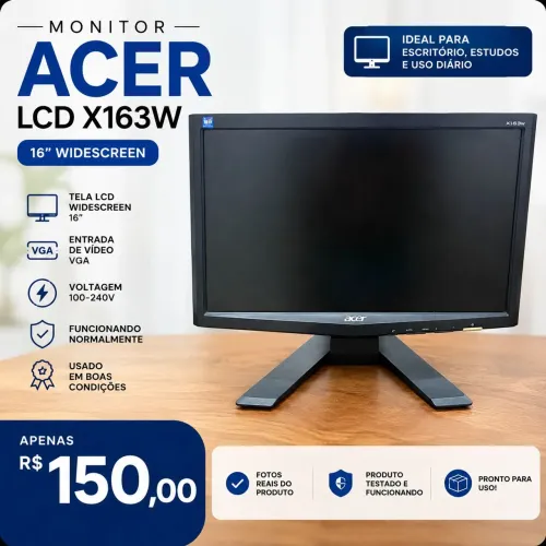 Monitor Acer LCD 16 WideScreen X163W - Funcionando