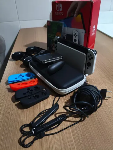 Nintendo Switch OLED Completo + 128GB + Jogo + Controle Extra | Excelente Estado