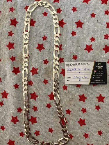 Corrente 3x1 13 mm prata maciça garantia vitalícia da loja, só n cobre mau uso