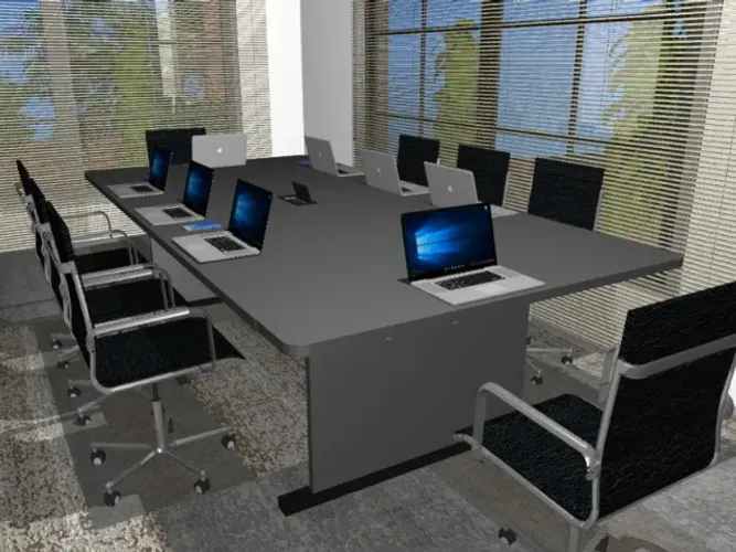 Mesa de Reunião Carbon Delluxe. Alto Padrão Com Tomadas: L240cm x P110cm x A74cm