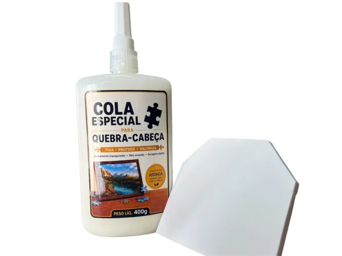 Cola para quebra cabeça 400g+ Espátula - Secagem transparente