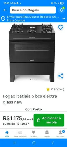 fogão Electro Glass new 5 bocas