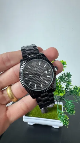  Relógio Masculino TOMI All Black - Mostrador Texturizado - Kit Presente Completo