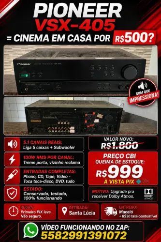 Pioneer VSX-405 5.1 Home Theater 100W Canal - R$999