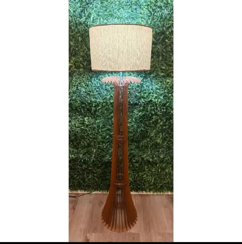 Luminária de Chão Abajur de Canto Design Palmeira em Madeira
