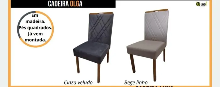 Cadeira Para mesa de Jantar Estofada Pés Em Maderida Maciça Nova 