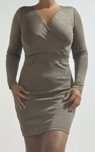 Vestido Chamelle Brilho Dourado P
