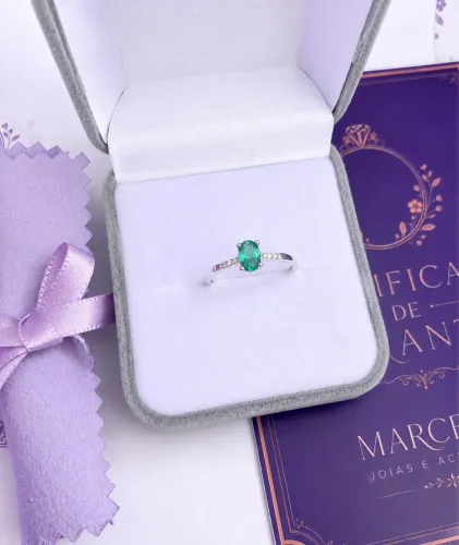 ANEL PRATA 925 COM ZIRCÔNIA VERDE