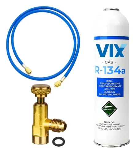 Recarga Ar Condicionado - Gas r134a + Válvula + Mangueira | capacidade ATÉ 2 RECARGAS*