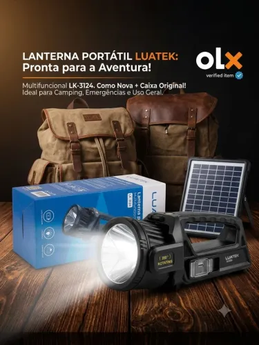 Lanterna Portátil Recarregável LUATEK - Alta Potência | R$ 190,00