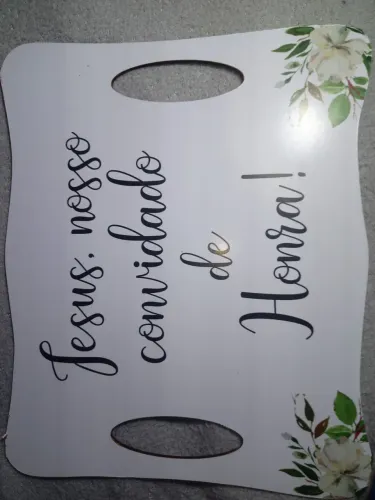 PLACA CASAMENTO "JESUS NOSSO CONVIDADO DE HONRA"