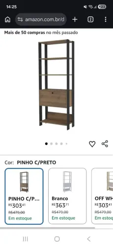 Estante nova sala preto com pinho.