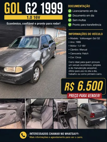 Volkswagen Gol Geração II 1.0 16V 70cv MI Gasolina Mec. (1000) 2P 1999