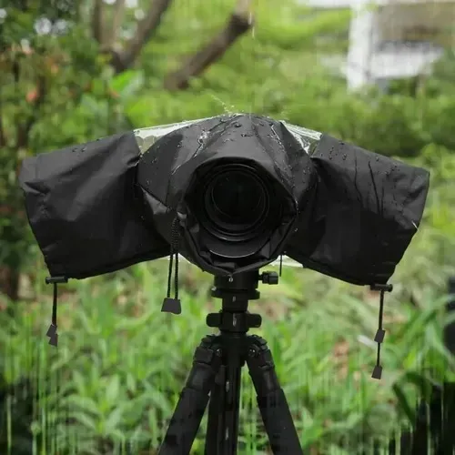 Capa impermeável para câmera dslr, poncho de chuva à prova de poeira para lente média long