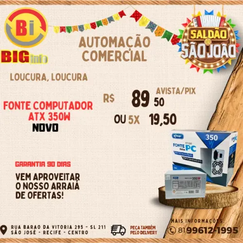 Fonte Atx 350w  Gamer Super Silenciosa Bivolt