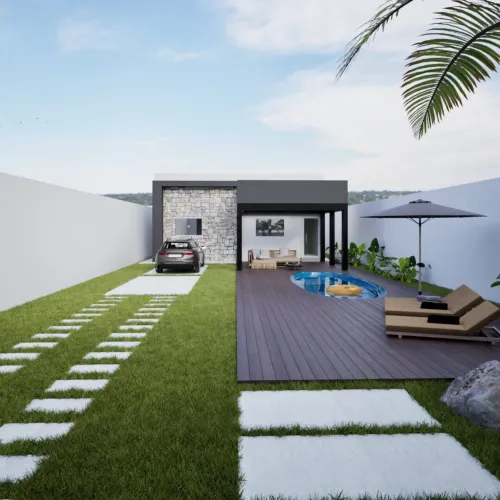Casa com piscina em condomínio
