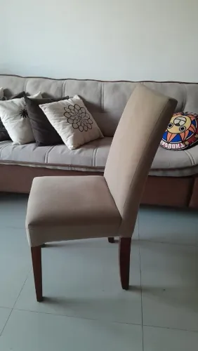 Cadeiras para sala de jantar bege com pés de madeira legítima aguenta até 150kg