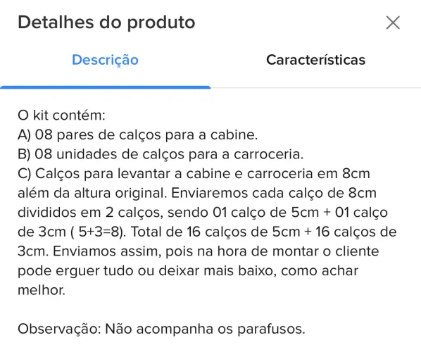 Kit lift, calço para erguer caminhonete ou pickup 
